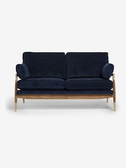 Fine Chenille Navy Blue Flinton Wooden 3 Seater Sofa - Image 2 of 8