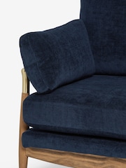Fine Chenille Navy Blue Flinton Wooden 3 Seater Sofa - Image 5 of 8
