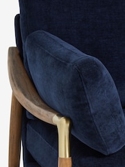 Fine Chenille Navy Blue Flinton Wooden 3 Seater Sofa - Image 6 of 8