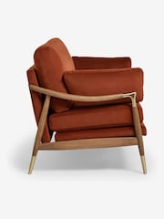 Soft Velvet Rust Brown Flinton Wooden 3 Seater Sofa - Image 3 of 6