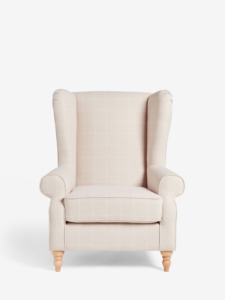 Tweedy Check Lawson Light Natural Grande Sherlock Highback Armchair - Image 2 of 10
