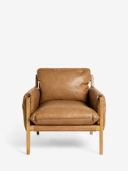 Vintaged Faux Leather Light Brown Colby Sling Accent Chair - Image 3 of 10