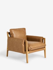 Vintaged Faux Leather Light Brown Colby Sling Accent Chair - Image 6 of 10