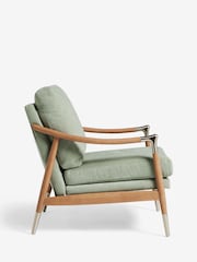 Soft Texture Sage Green Flinton Wooden Oak Effect Leg Accent Chair - Image 6 of 9