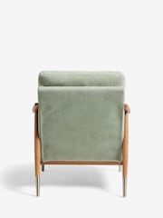 Soft Texture Sage Green Flinton Wooden Oak Effect Leg Accent Chair - Image 7 of 9
