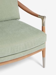 Soft Texture Sage Green Flinton Wooden Oak Effect Leg Accent Chair - Image 8 of 9