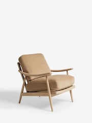 Fine Chenille Sand Natural, Light Oak Effect Frame Hampton Wooden Accent Chair - Image 6 of 11