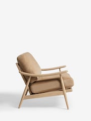 Fine Chenille Sand Natural, Light Oak Effect Frame Hampton Wooden Accent Chair - Image 7 of 11