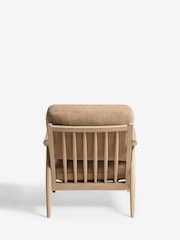 Fine Chenille Sand Natural, Light Oak Effect Frame Hampton Wooden Accent Chair - Image 8 of 11