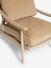 Fine Chenille Sand Natural, Light Oak Effect Frame Hampton Wooden Accent Chair - Image 9 of 11