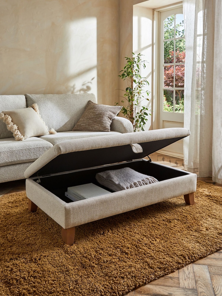 Tweedy Plain Light Natural Albury Large Footstool - Image 2 of 7
