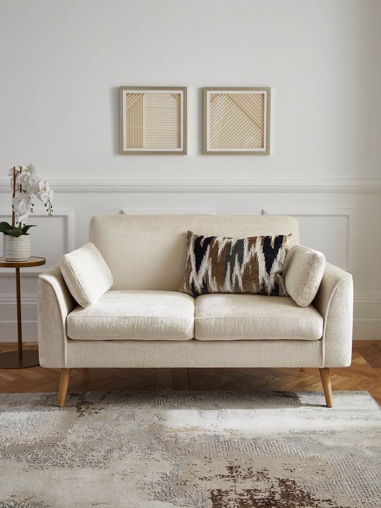 Plush Chenille Oyster Natural Mila Compact 2 Seater Sofa In A Box - Image 1 of 8