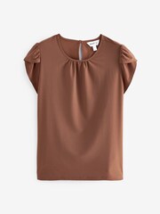 Tan Brown Petal Sleeve Blouse - Image 1 of 1