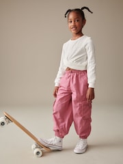 Bright Pink 100% Cotton Parachute Cargo Trousers (3-16yrs) - Image 1 of 8
