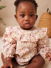 Beige Ditsy Floral Baby Bloomer Romper (0mths-3yrs) - Image 1 of 10