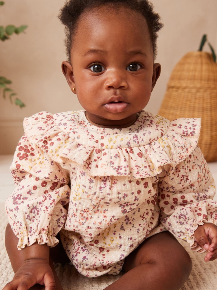 Beige Ditsy Floral Baby Bloomer Romper (0mths-3yrs) - Image 1 of 10