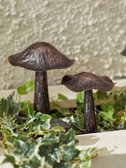 Set of 3 Black/Bronze Solar Outdoor Light Up Metal Mushrooms - Image 3 of 6