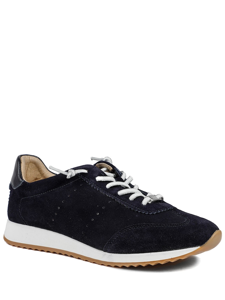 Jones Bootmaker Blue Alenya Suede Leather Lace Up Trainers - Image 1 of 5