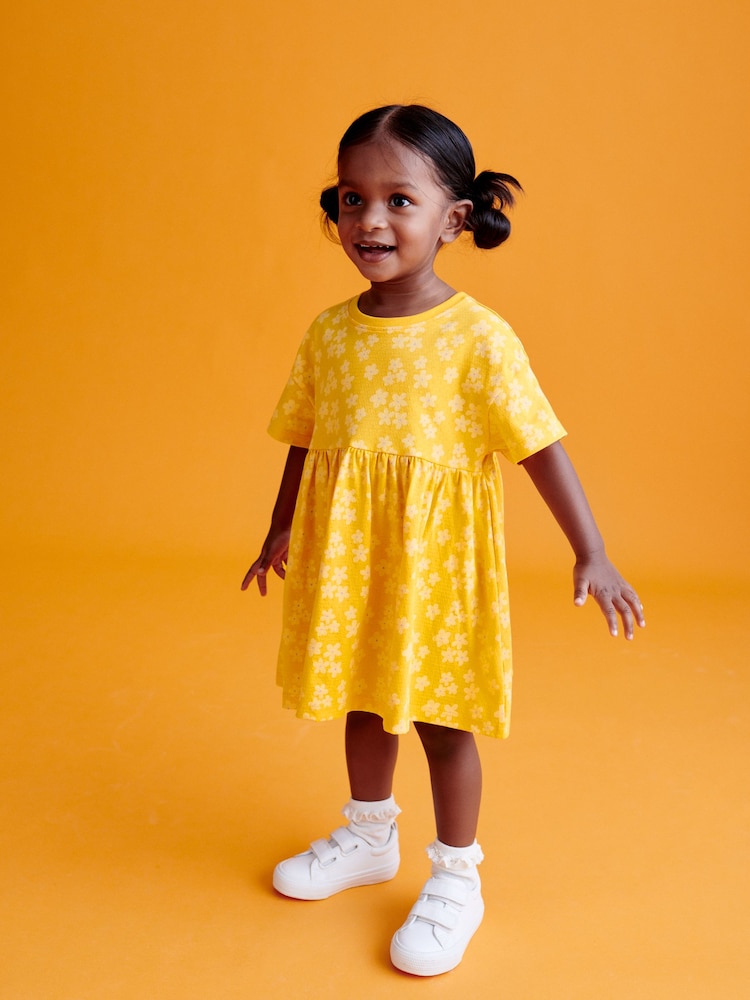 Yellow Textured Jersey Dress (3mths-7yrs) - Image 2 of 5