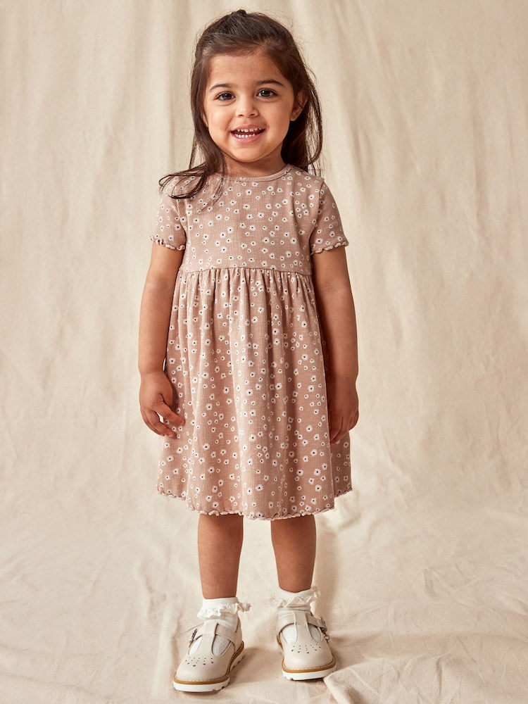Neutral Ribbed Jersey Dress (3mths-7yrs) - Image 1 of 8