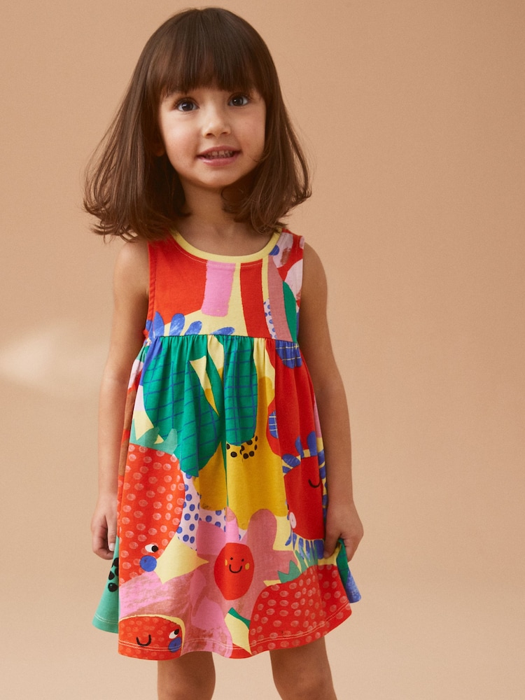 Multicoloured 100% Cotton Sleeveless Jersey Dress (3mths-7yrs) - Image 1 of 7