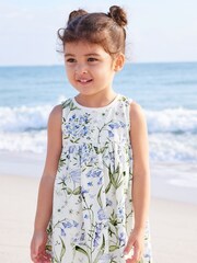 Blue Floral 100% Cotton Sleeveless Jersey Dress (3mths-7yrs) - Image 1 of 7