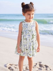 Blue Floral 100% Cotton Sleeveless Jersey Dress (3mths-7yrs) - Image 2 of 7
