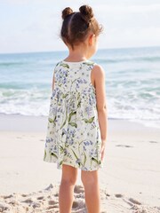 Blue Floral 100% Cotton Sleeveless Jersey Dress (3mths-7yrs) - Image 3 of 7