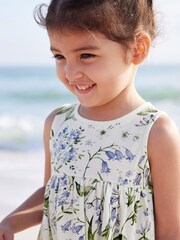 Blue Floral 100% Cotton Sleeveless Jersey Dress (3mths-7yrs) - Image 4 of 7