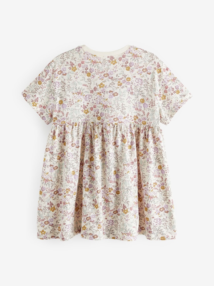 Cream Ditsy 100% Cotton Short Sleeve Jersey Dress (3mths-7yrs) - Image 8 of 8 Cream Ditsy 100% Cotton Short Sleeve Jersey Dress (3mths-7yrs) - Image 8 of 8