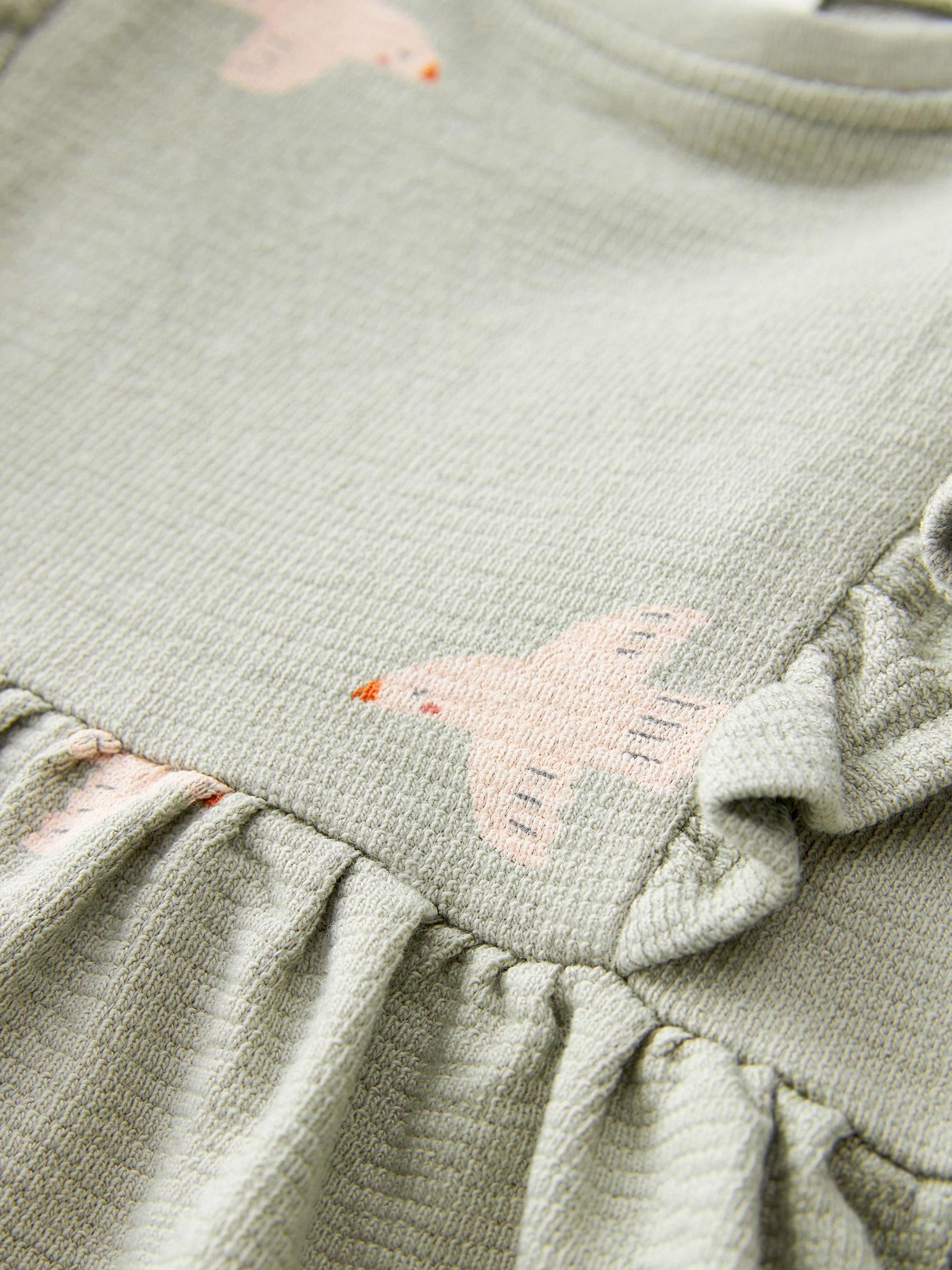 Buy Green Short Sleeve Frill Textured Dress (3mths-7yrs