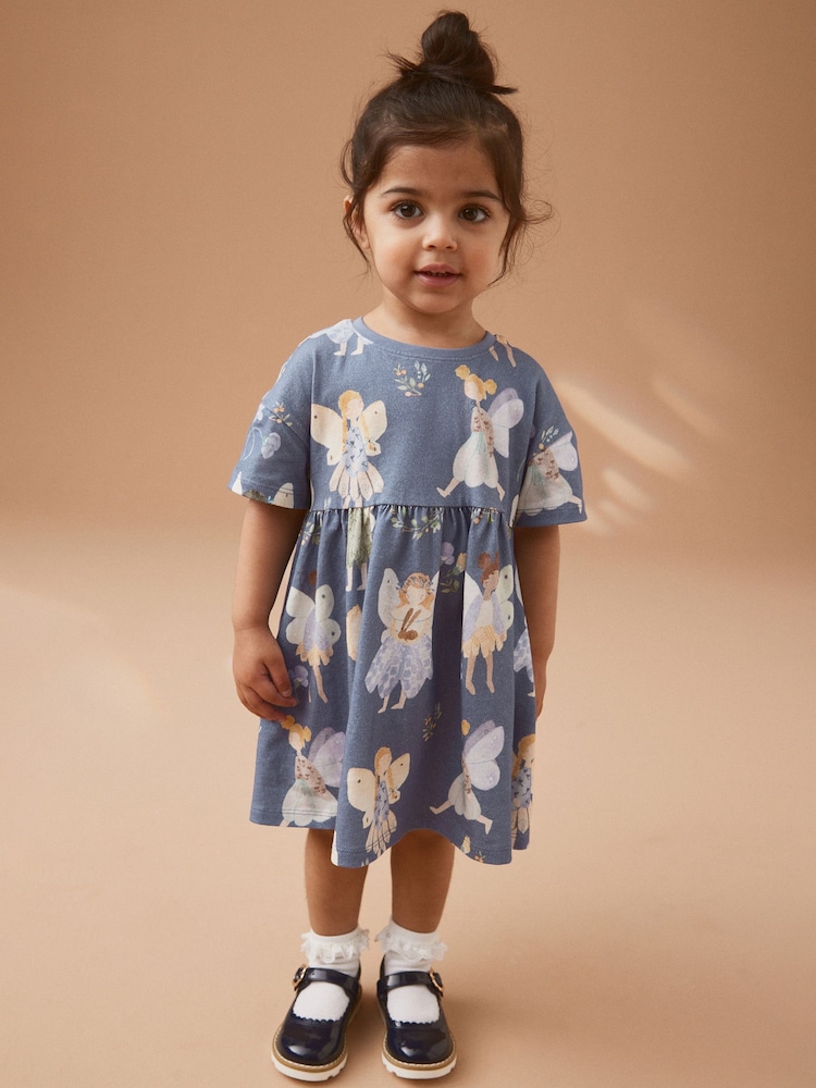 Blue Fairy 100% Cotton Short Sleeve Jersey Dress (3mths-7yrs) - Image 1 of 7