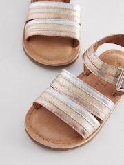 Gold Standard Fit (F) Leather Stripe Sandals - Image 3 of 5