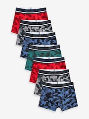 Red Blue Camoflague Trunks 7 Pack (3-16yrs) - Image 1 of 10