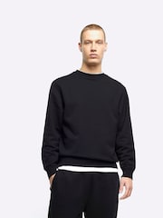 River Island Black Long Sleeve Essential Crew Jacket - Image 1 of 4