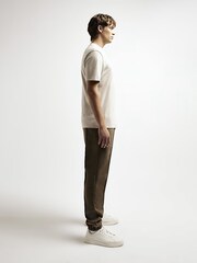 River Island Ecru Slim Fit Studio Heavyweight 100% Cotton T-Shirt - Image 5 of 5