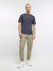 River Island Grey Slim Fit Studio Heavyweight 100% Cotton T-Shirt - Image 3 of 5