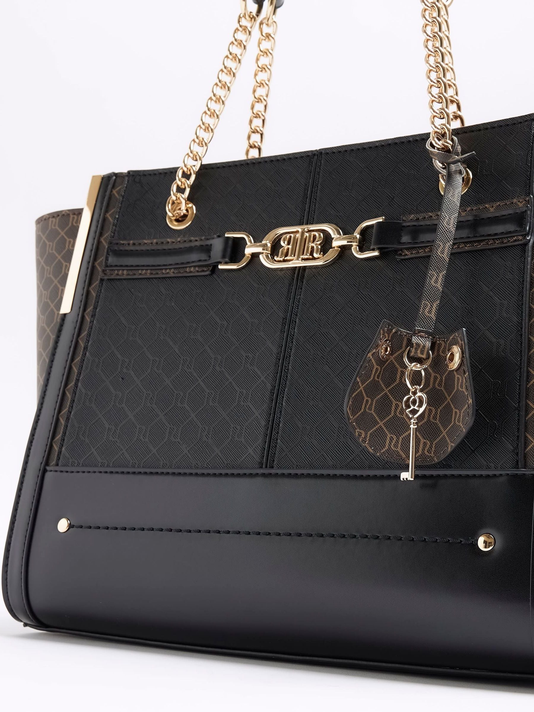 River island black chain bag discount