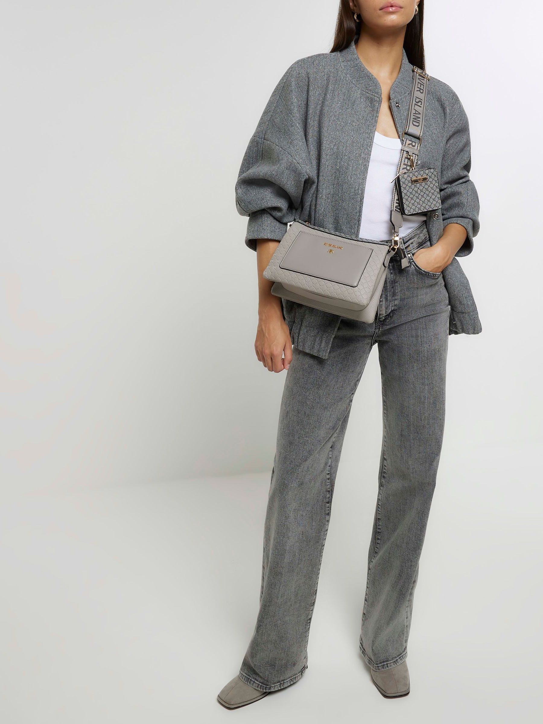River island grey cross body bag best sale