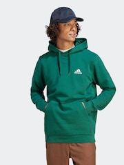 adidas Dark Green Essential Fleece Hoodie - Image 1 of 7