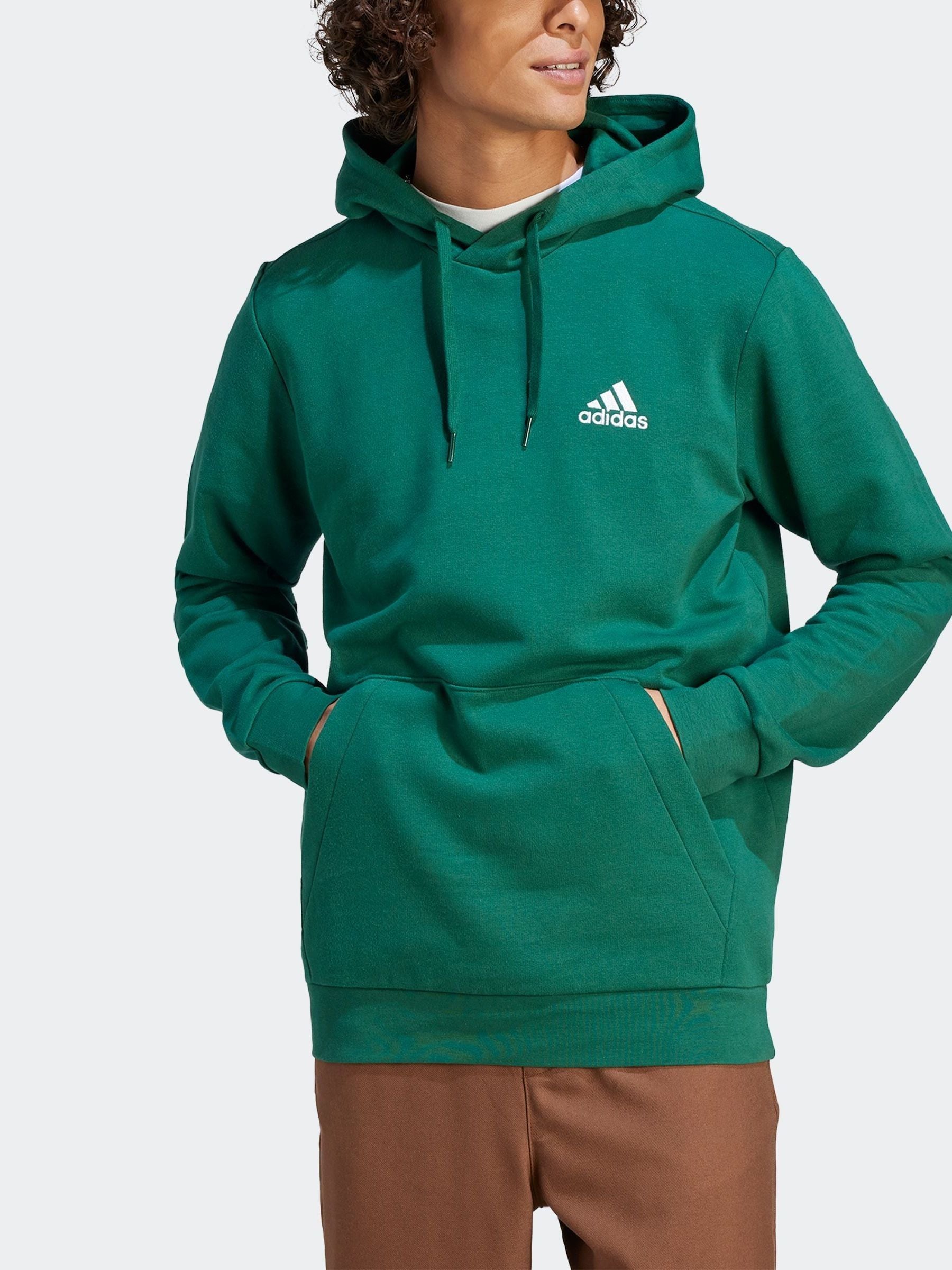 Buy adidas Dark Green Essential Fleece Hoodie from Next Luxembourg