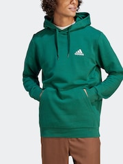 adidas Dark Green Essential Fleece Hoodie - Image 2 of 7