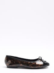 River Island Brown Bow Tie Ballet Shoes - Image 1 of 4