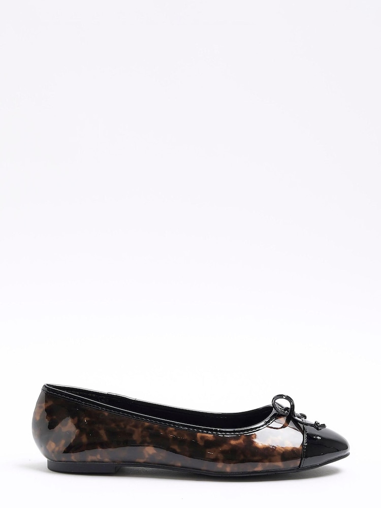 River Island Brown Bow Tie Ballet Shoes - Image 1 of 4 River Island Brown Bow Tie Ballet Shoes - Image 1 of 4