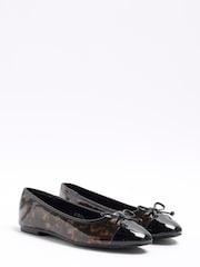 River Island Brown Bow Tie Ballet Shoes - Image 2 of 4