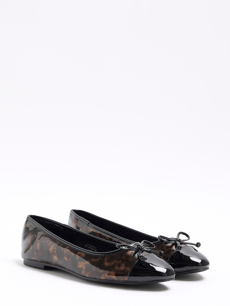 River Island Brown Bow Tie Ballet Shoes - Image 2 of 4 River Island Brown Bow Tie Ballet Shoes - Image 2 of 4