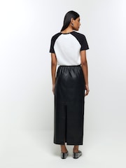 River Island Black Faux Leather Elasticated Maxi Skirt - Image 3 of 8