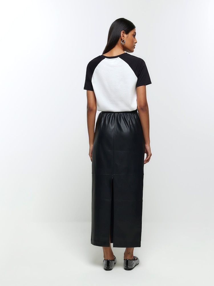 River Island Elastischer Maxirock aus Lederimitat - Bild 2 von 4