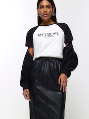 River Island Black Faux Leather Elasticated Maxi Skirt - Image 5 of 8