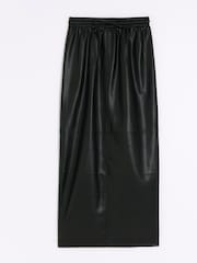 River Island Black Faux Leather Elasticated Maxi Skirt - Image 7 of 8